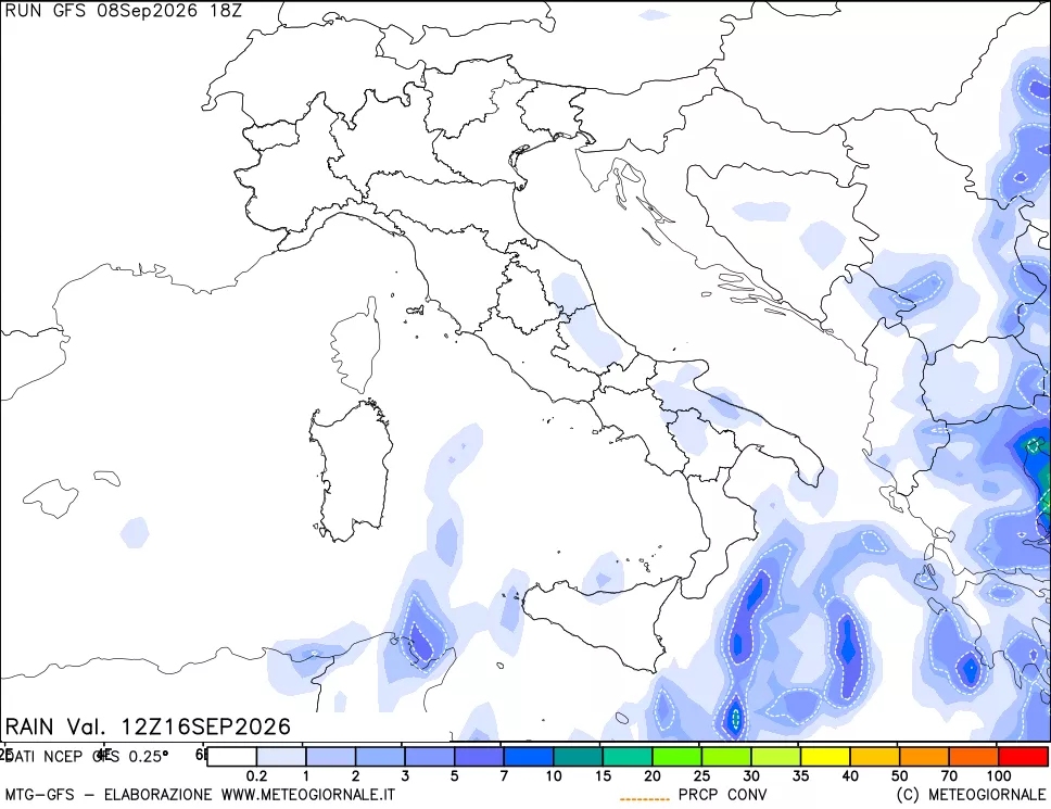 mappa Precipitazioni totali e convettive