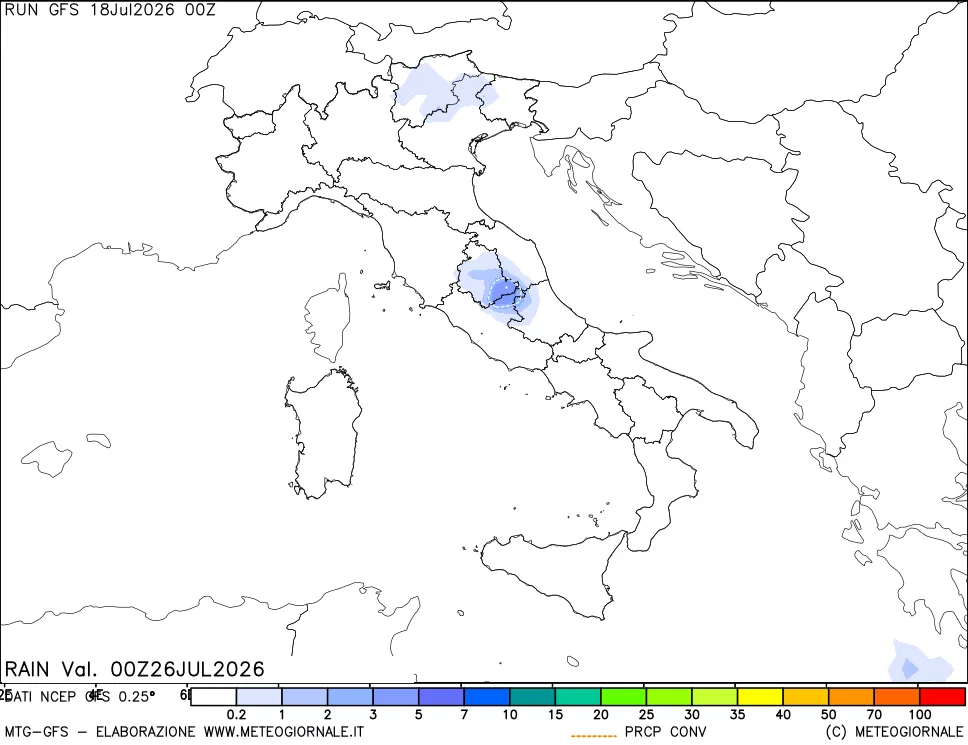 mappa Precipitazioni totali e convettive
