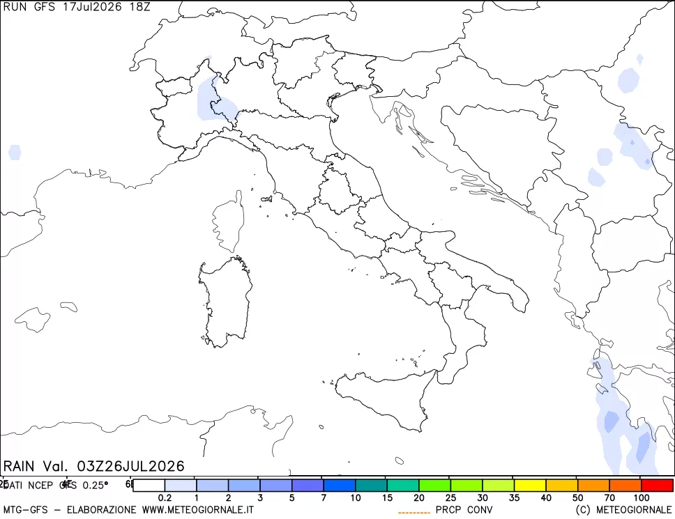 mappa Precipitazioni totali e convettive