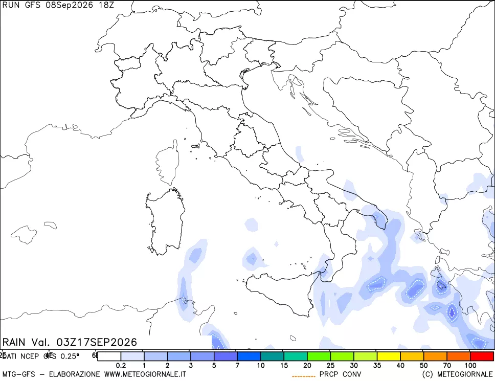 mappa Precipitazioni totali e convettive