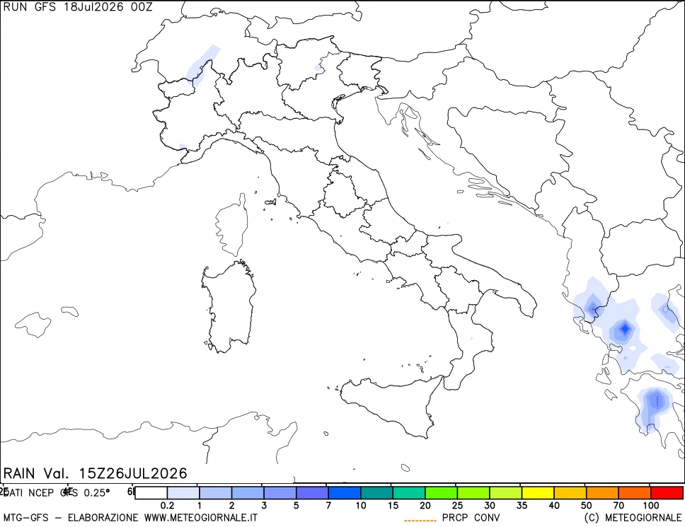 mappa Precipitazioni totali e convettive