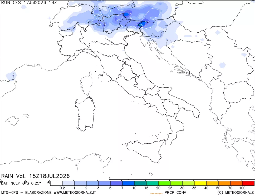 mappa Precipitazioni totali e convettive