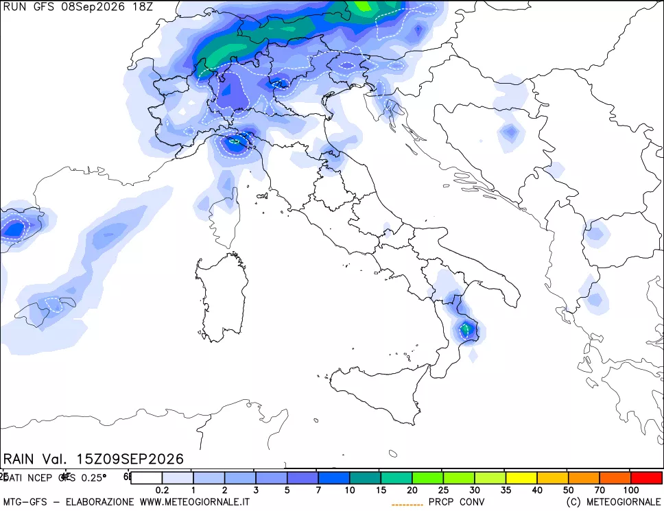 mappa Precipitazioni totali e convettive