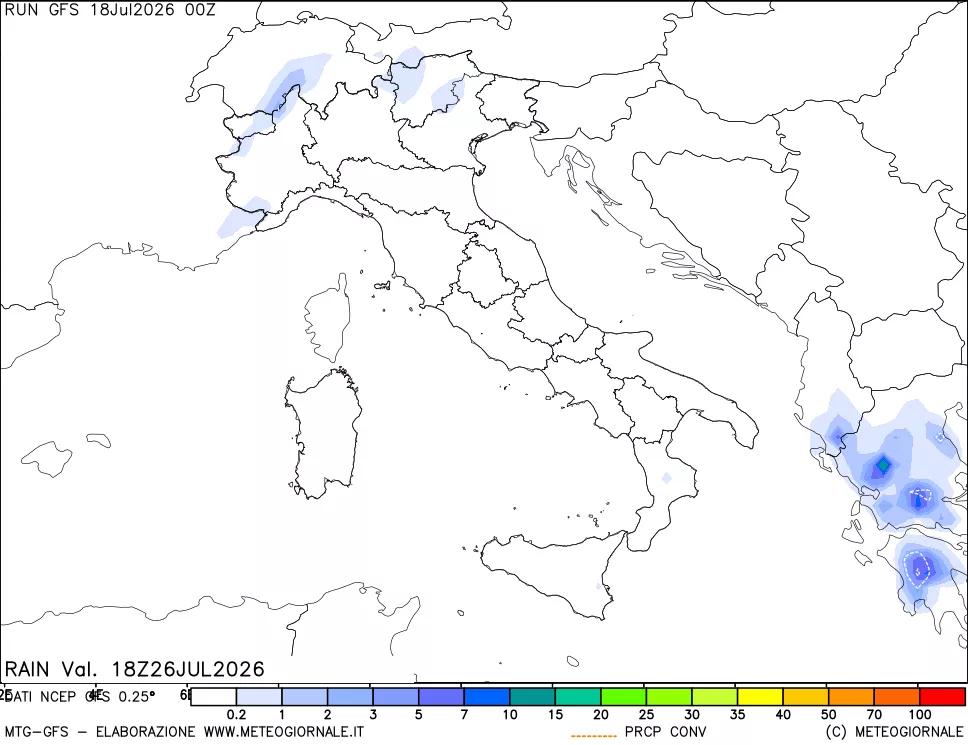 mappa Precipitazioni totali e convettive
