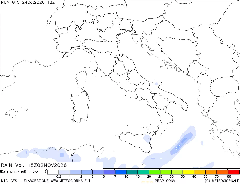 mappa Precipitazioni totali e convettive