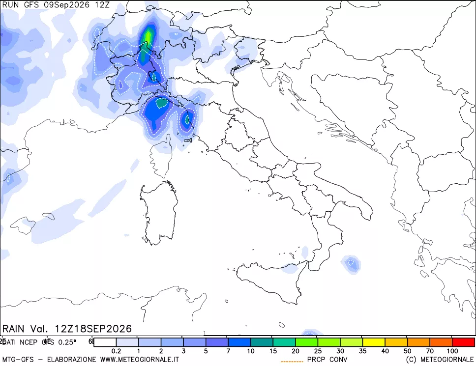 mappa Precipitazioni totali e convettive