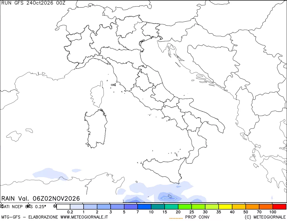 mappa Precipitazioni totali e convettive