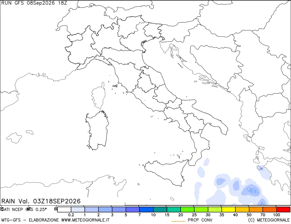 mappa Precipitazioni totali e convettive
