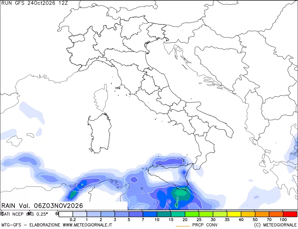 mappa Precipitazioni totali e convettive