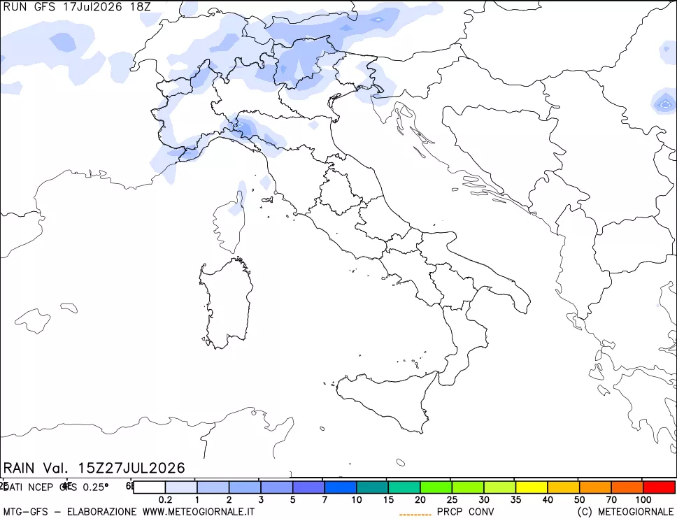 mappa Precipitazioni totali e convettive