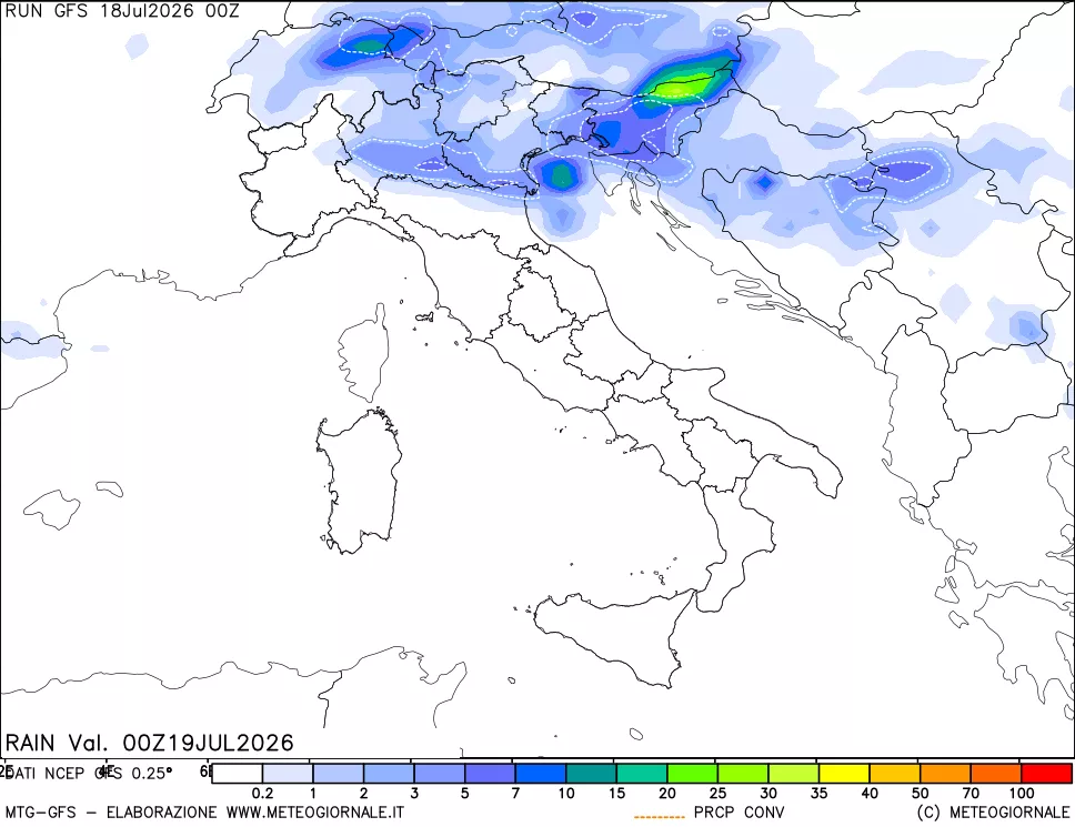 mappa Precipitazioni totali e convettive