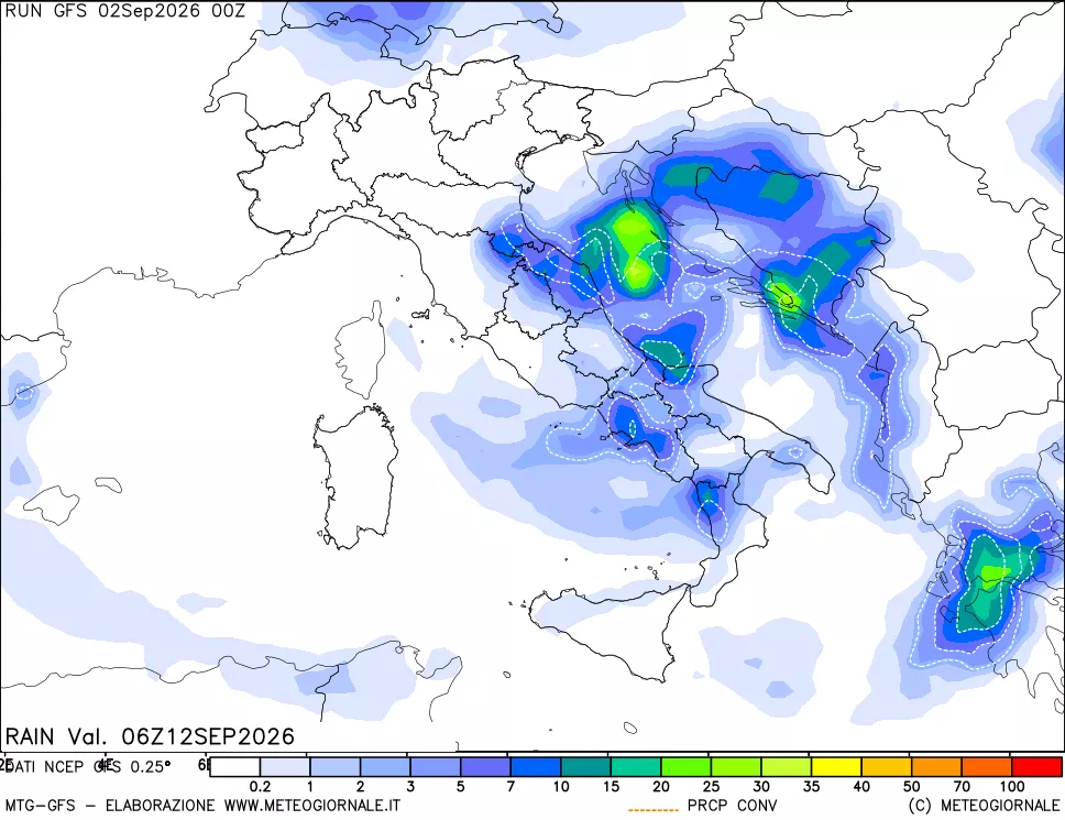 mappa Precipitazioni totali e convettive