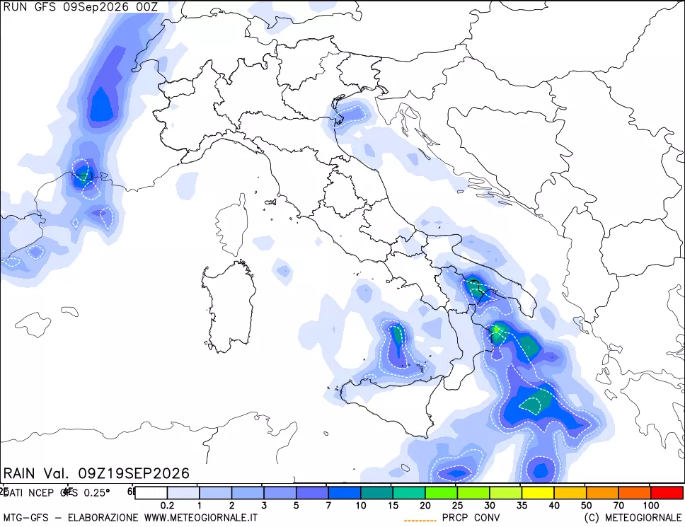 mappa Precipitazioni totali e convettive