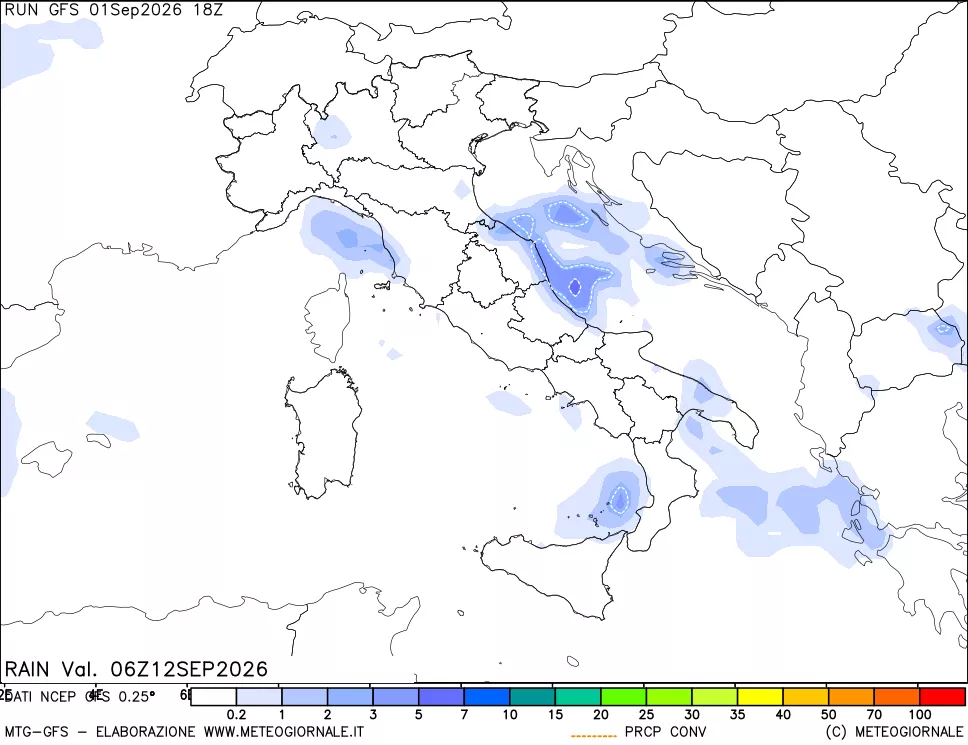 mappa Precipitazioni totali e convettive