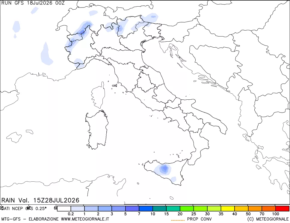mappa Precipitazioni totali e convettive
