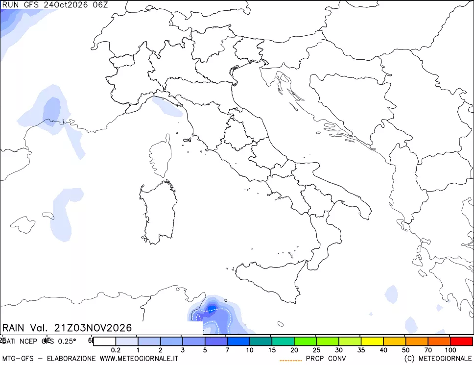 mappa Precipitazioni totali e convettive