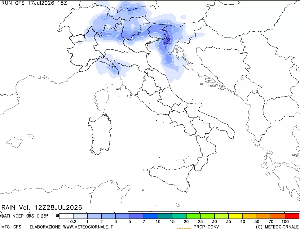 mappa Precipitazioni totali e convettive
