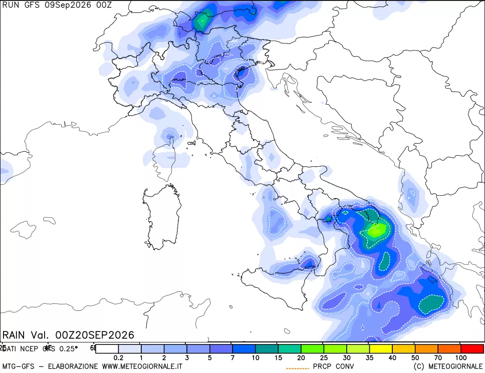 mappa Precipitazioni totali e convettive