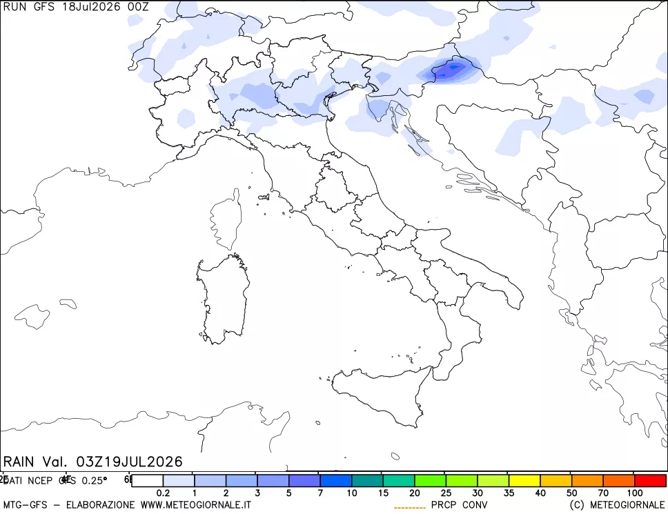 mappa Precipitazioni totali e convettive