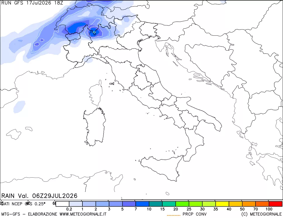 mappa Precipitazioni totali e convettive