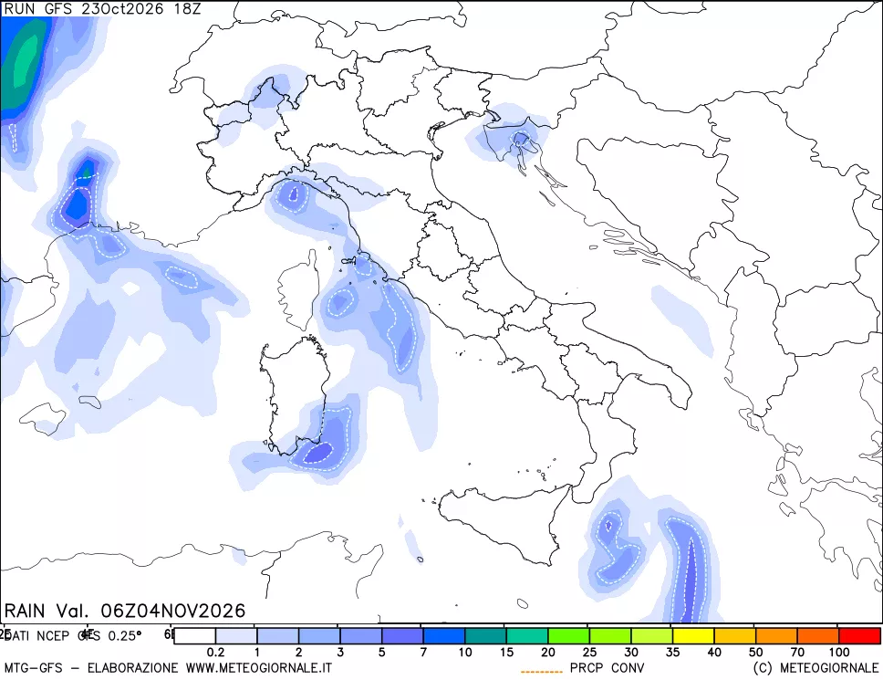 mappa Precipitazioni totali e convettive