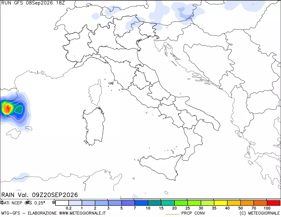 mappa Precipitazioni totali e convettive