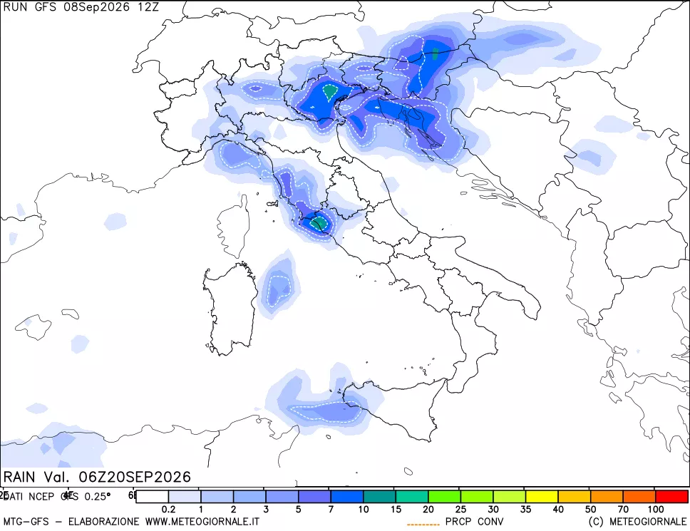 mappa Precipitazioni totali e convettive
