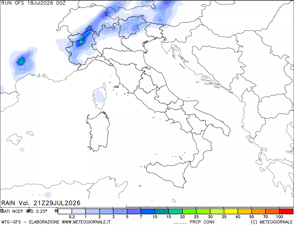 mappa Precipitazioni totali e convettive