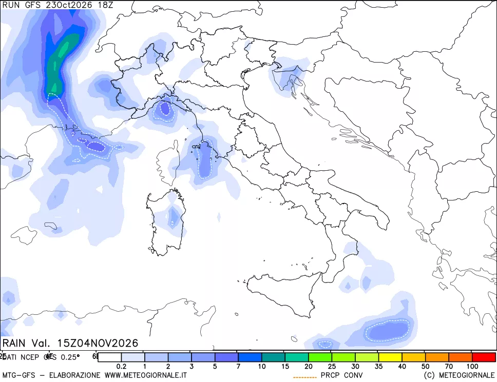 mappa Precipitazioni totali e convettive