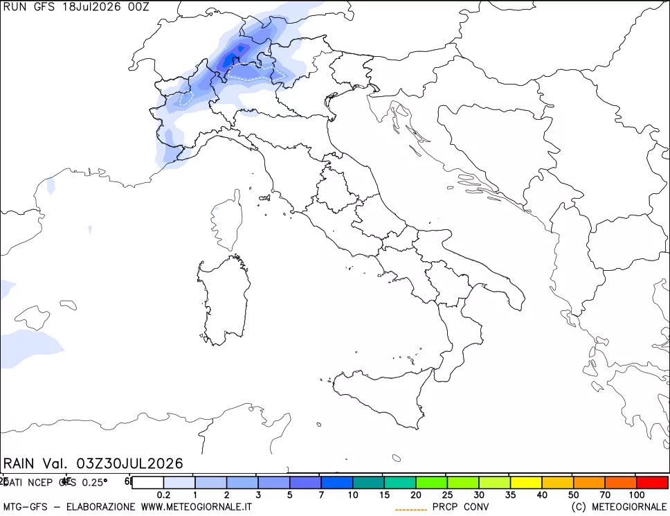 mappa Precipitazioni totali e convettive