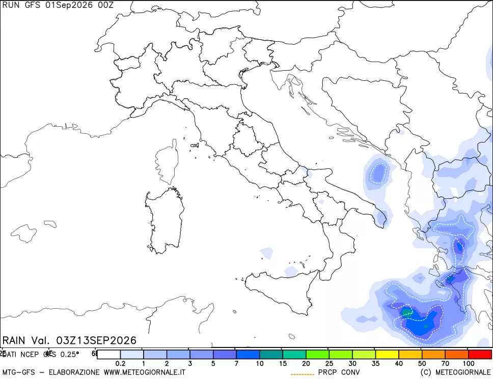 mappa Precipitazioni totali e convettive