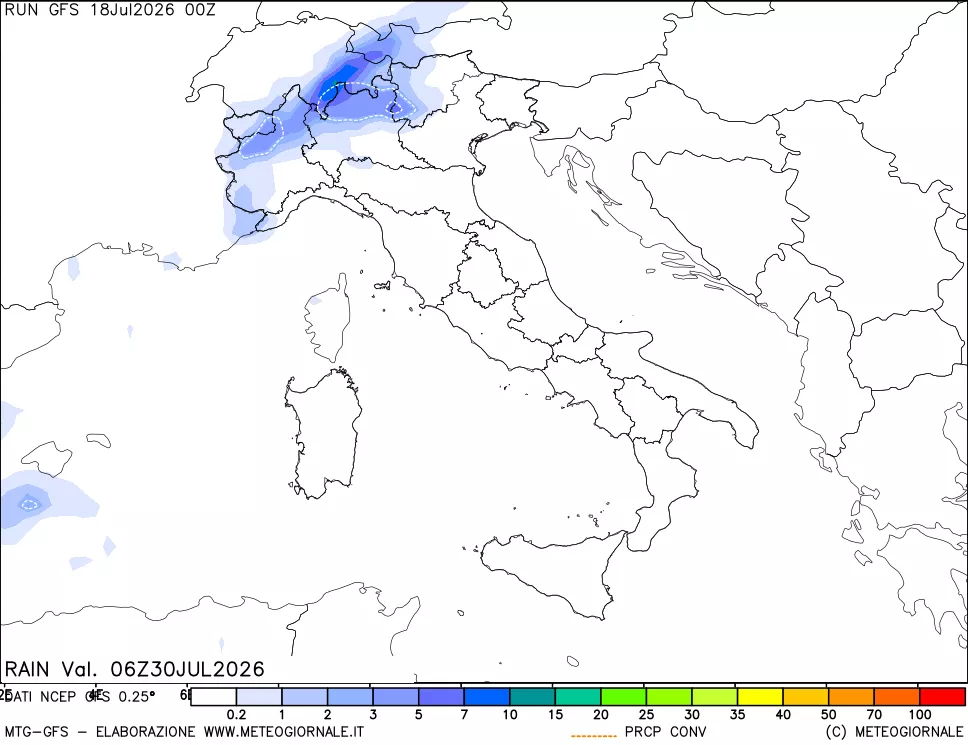 mappa Precipitazioni totali e convettive