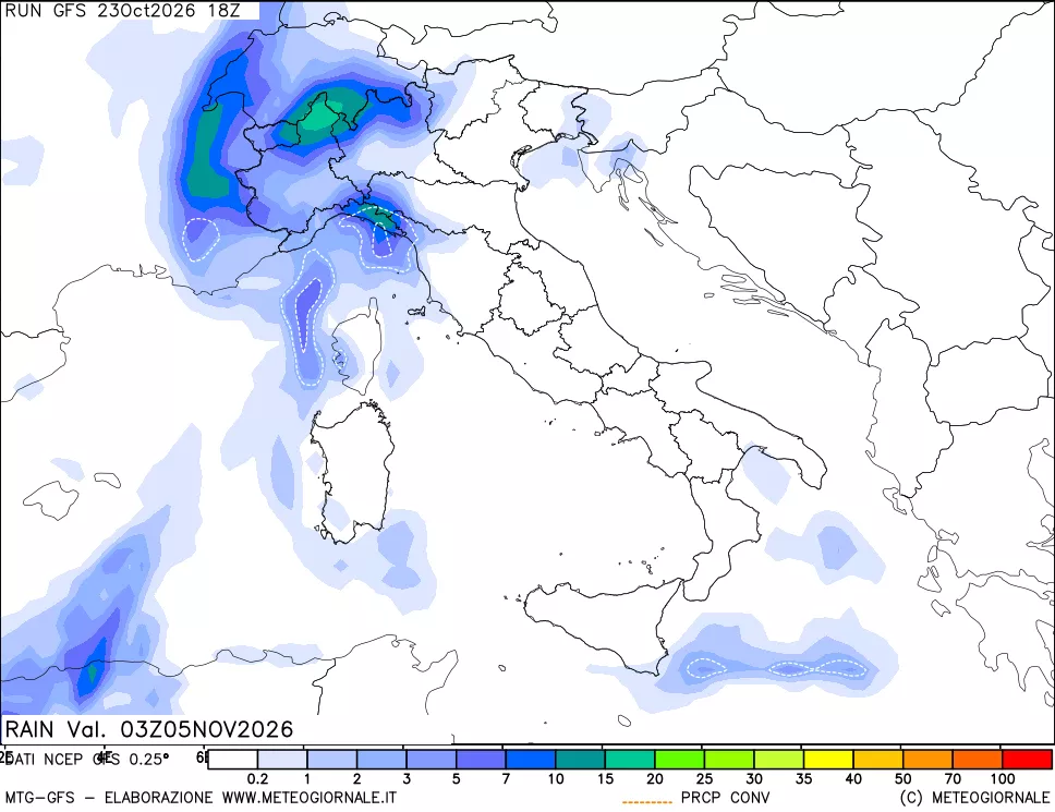 mappa Precipitazioni totali e convettive