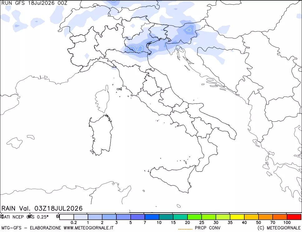 mappa Precipitazioni totali e convettive