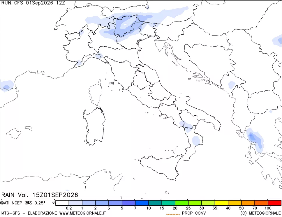 mappa Precipitazioni totali e convettive