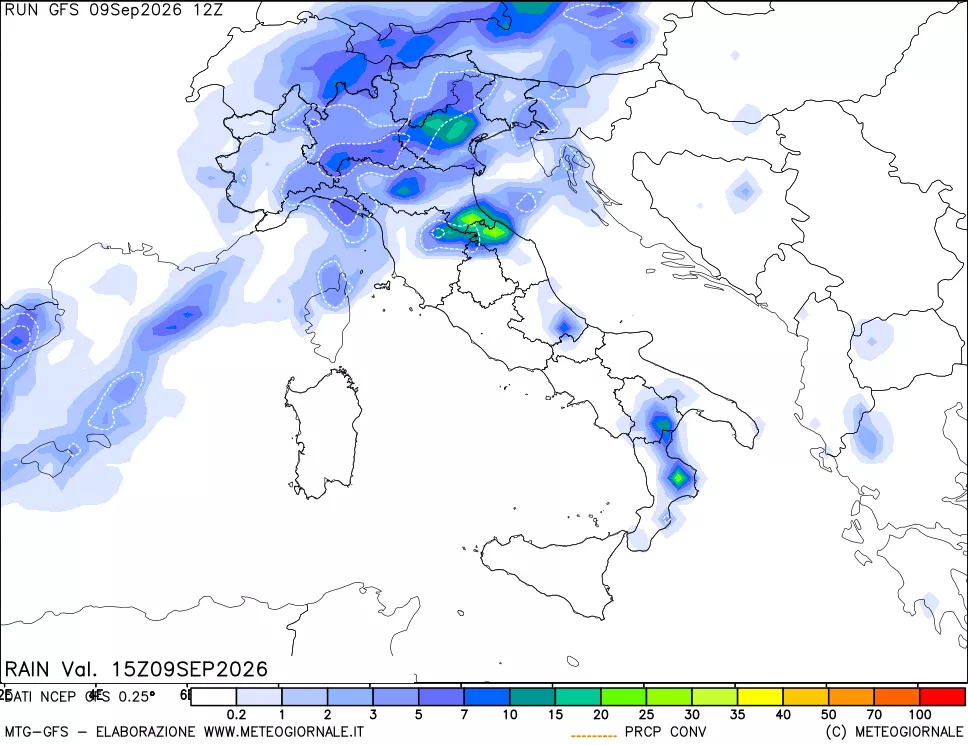 mappa Precipitazioni totali e convettive