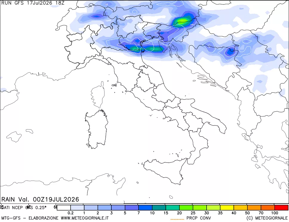 mappa Precipitazioni totali e convettive