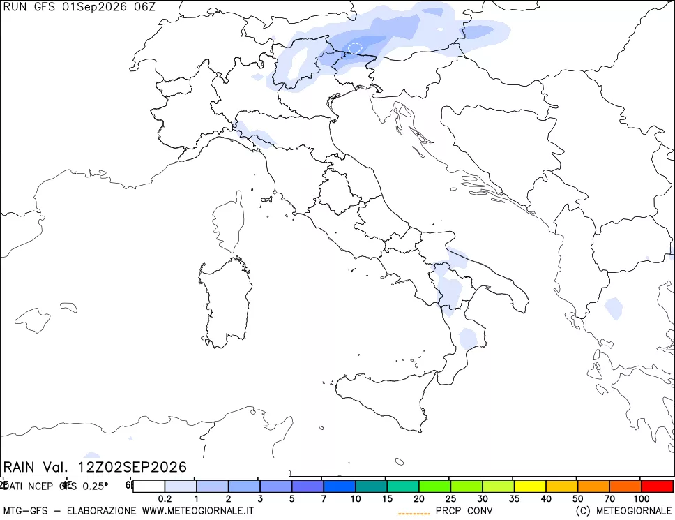 mappa Precipitazioni totali e convettive