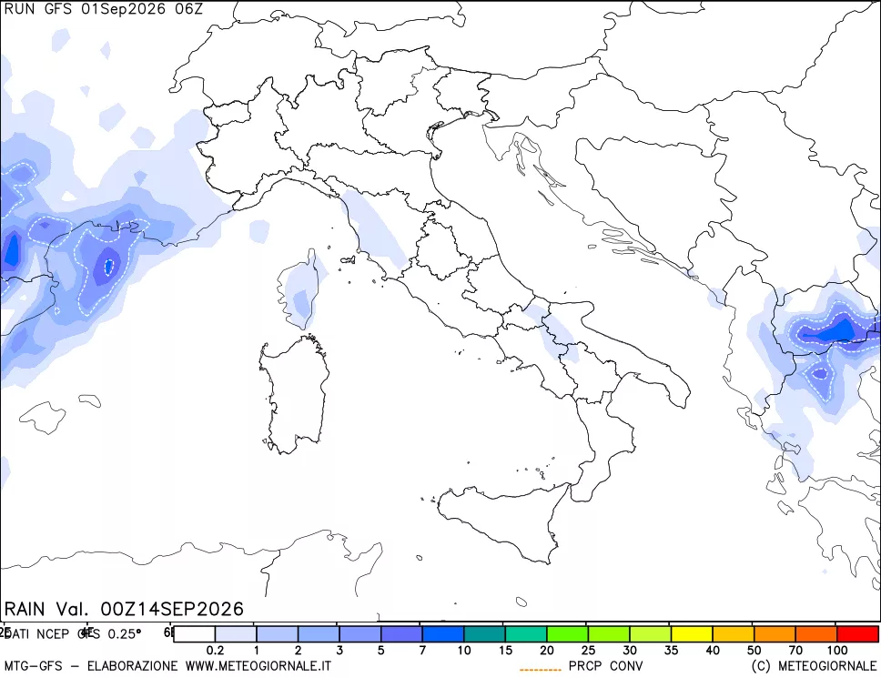 mappa Precipitazioni totali e convettive