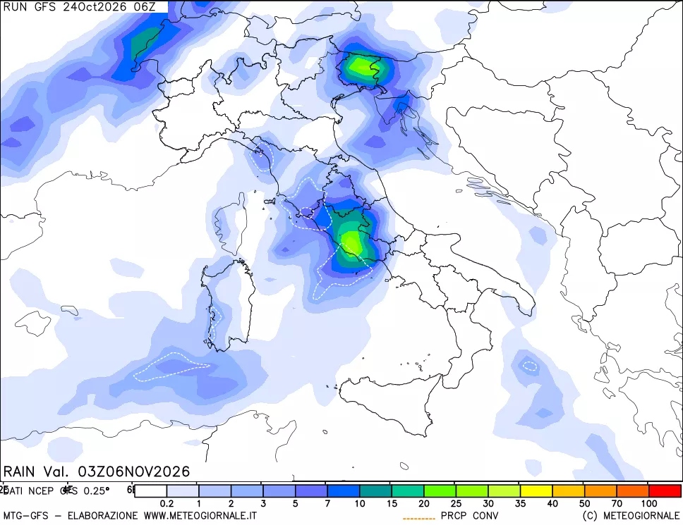 mappa Precipitazioni totali e convettive