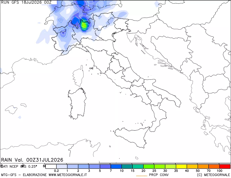 mappa Precipitazioni totali e convettive