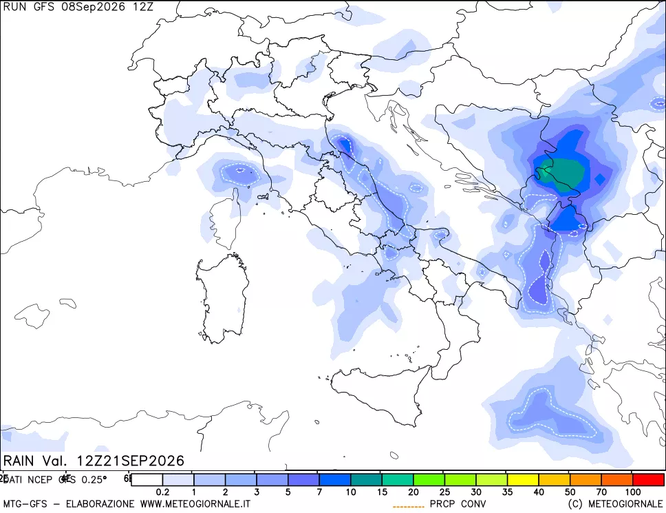 mappa Precipitazioni totali e convettive