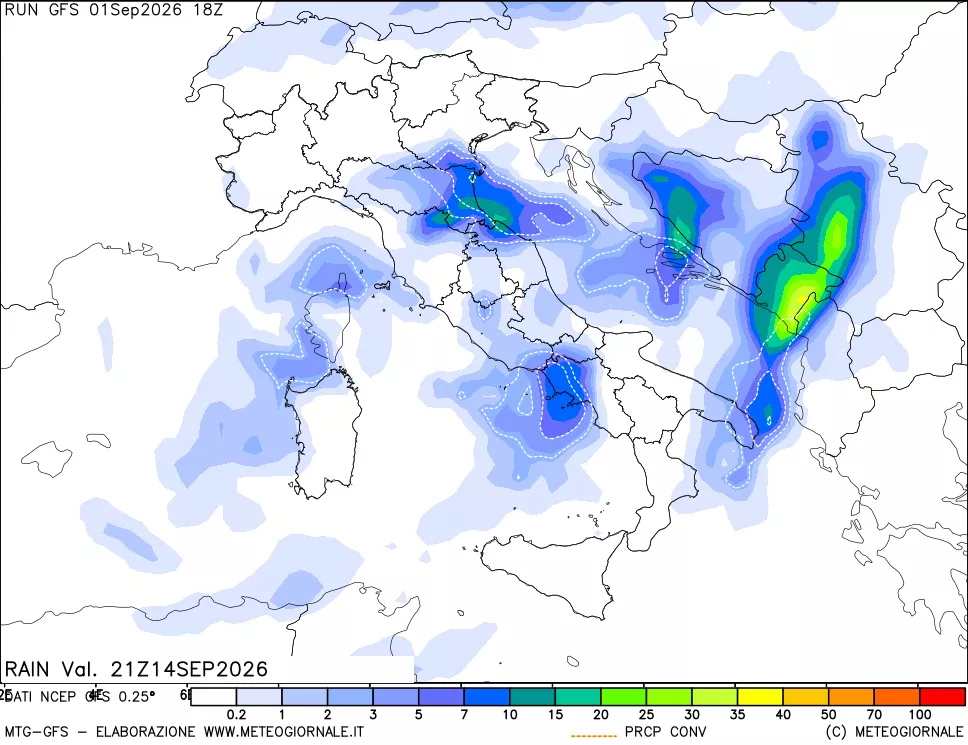 mappa Precipitazioni totali e convettive