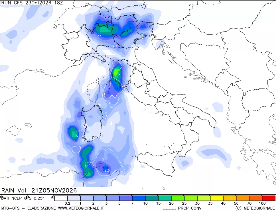 mappa Precipitazioni totali e convettive