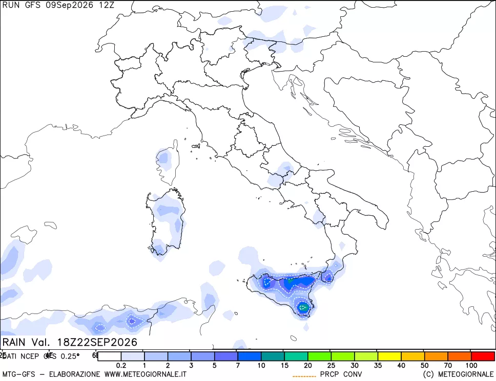 mappa Precipitazioni totali e convettive
