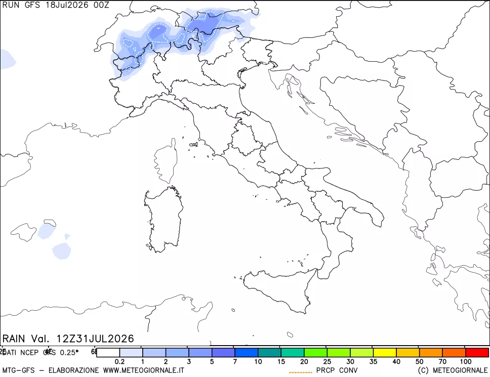 mappa Precipitazioni totali e convettive