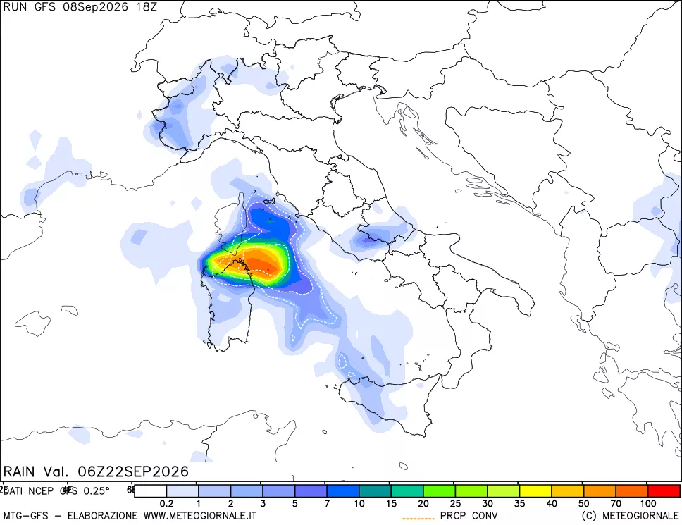 mappa Precipitazioni totali e convettive