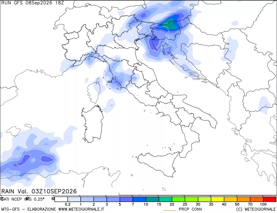 mappa Precipitazioni totali e convettive