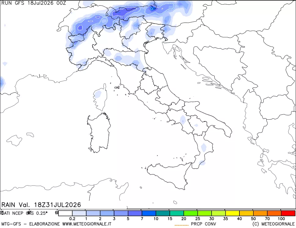 mappa Precipitazioni totali e convettive