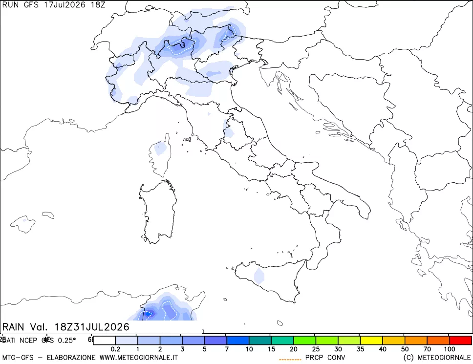 mappa Precipitazioni totali e convettive